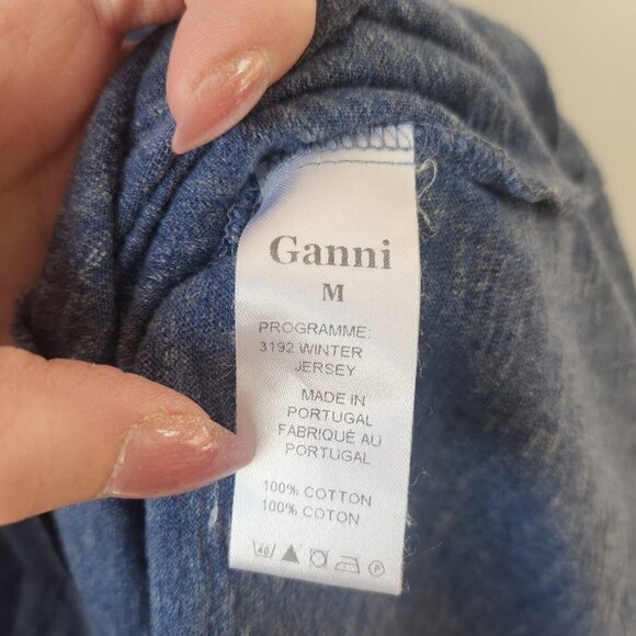 Ganni Blue Stretch Jersey Knit Fit and Flare Twirl Dress Women's Size M - Picture 6 of 7